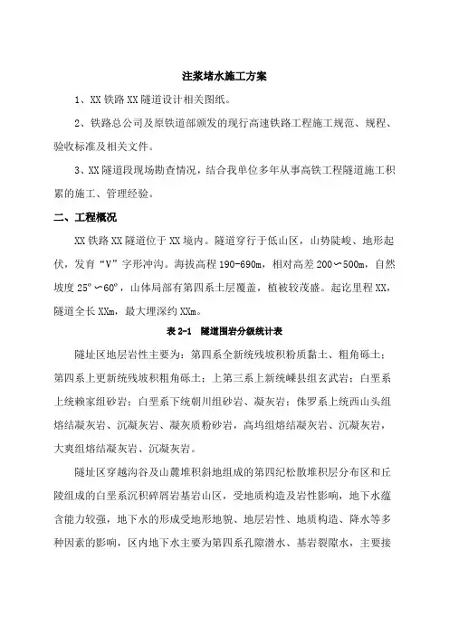 隧道注浆堵水施工方案