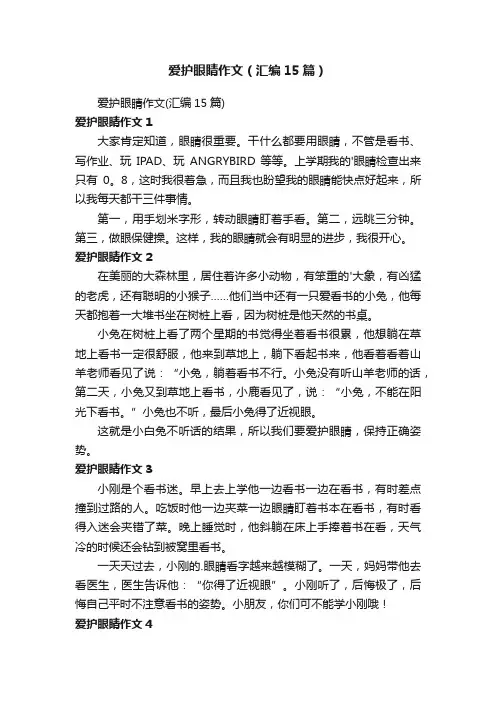 爱护眼睛作文（汇编15篇）