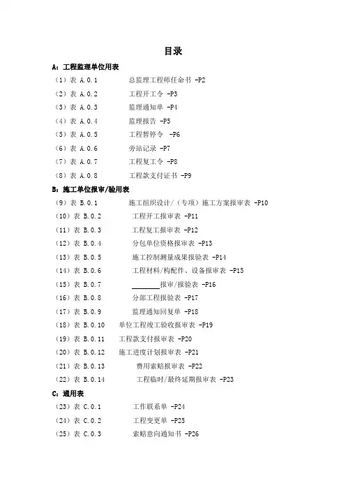 GBT50319-2013年建设工程监理规范表格-全部