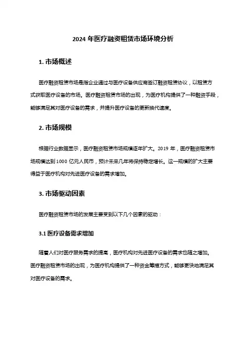 2024年医疗融资租赁市场环境分析