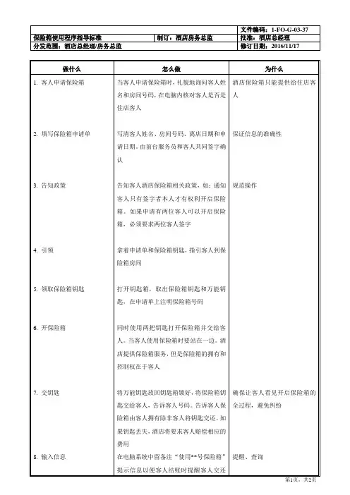 保险箱使用程序指导标准