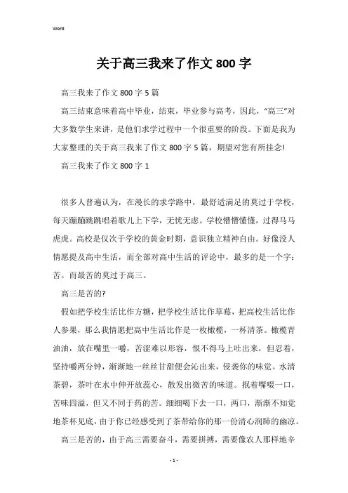 关于高三我来了作文800字