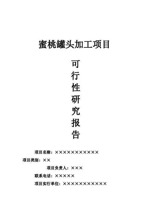蜜桃罐头食品可行性研究报告