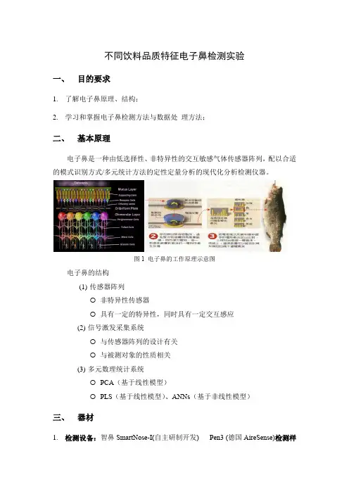 不同饮料品质特征电子鼻检测实验