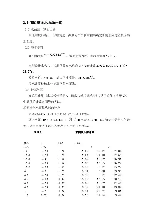 wes水面线设计