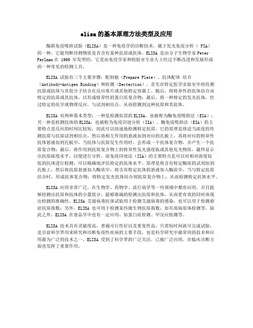 elisa的基本原理方法类型及应用