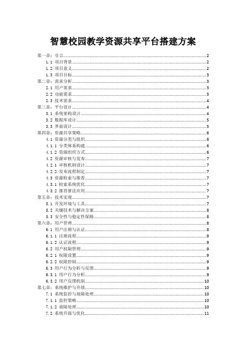 智慧校园教学资源共享平台搭建方案