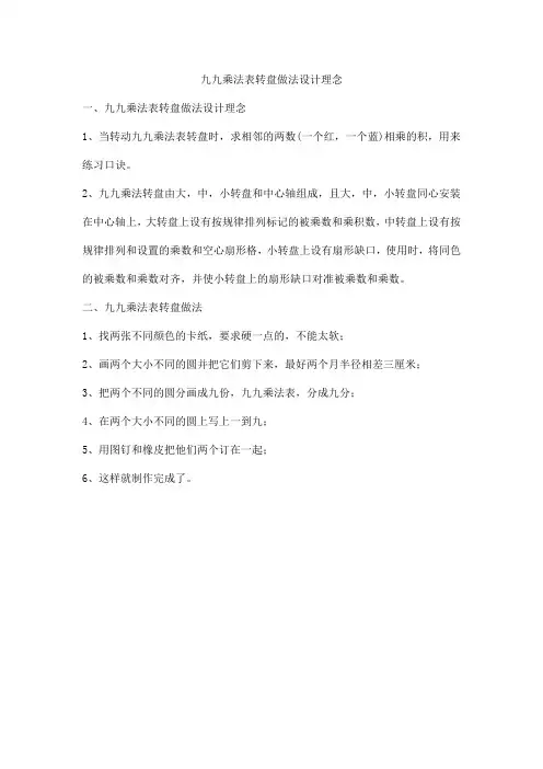 九九乘法表转盘做法设计理念