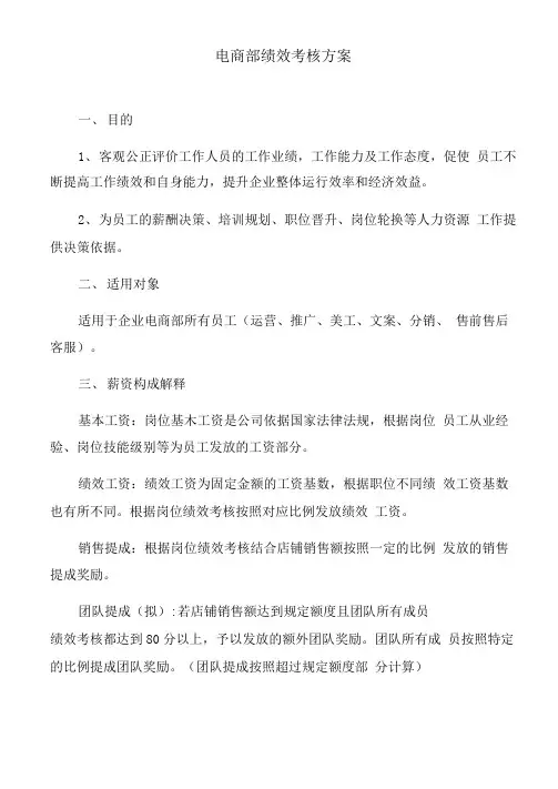 电商绩效考核方案完整版
