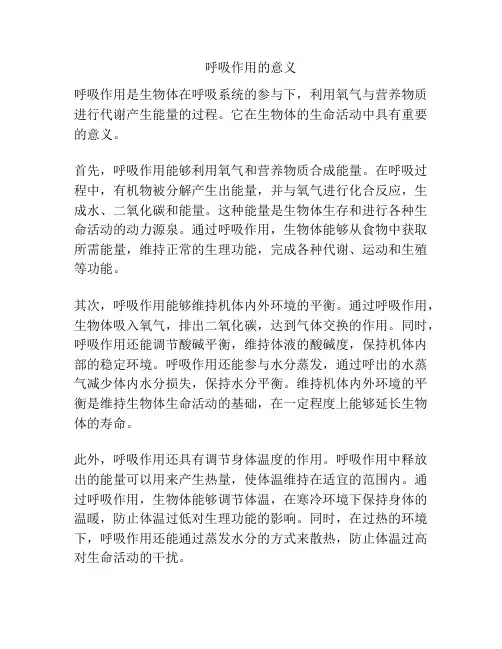 呼吸作用的意义
