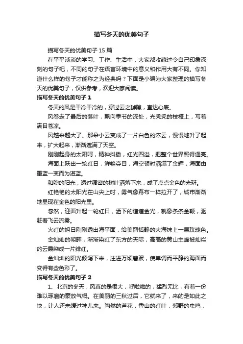 描写冬天的优美句子15篇