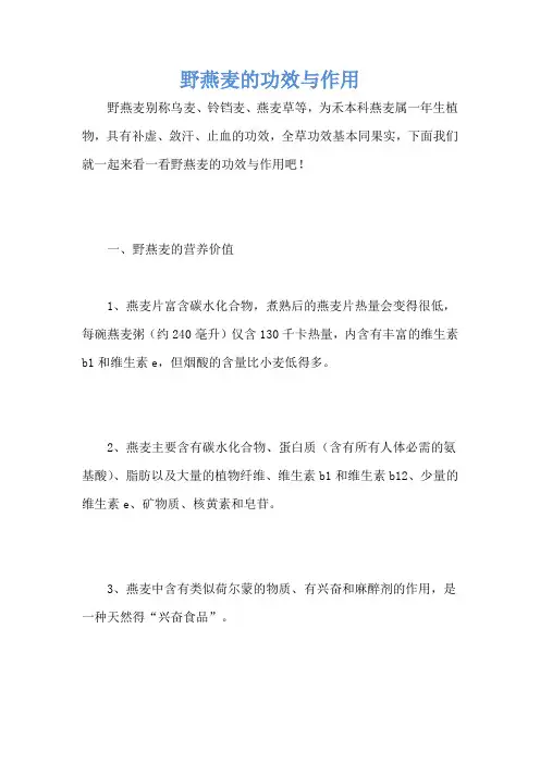 野燕麦的功效与作用