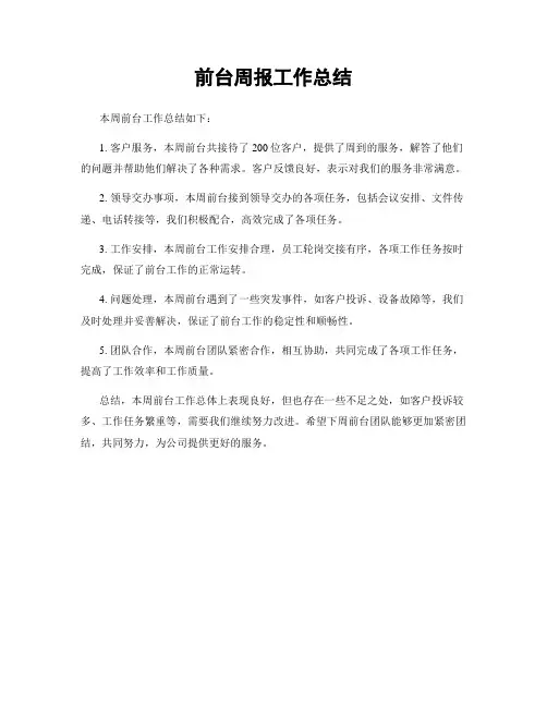 前台周报工作总结