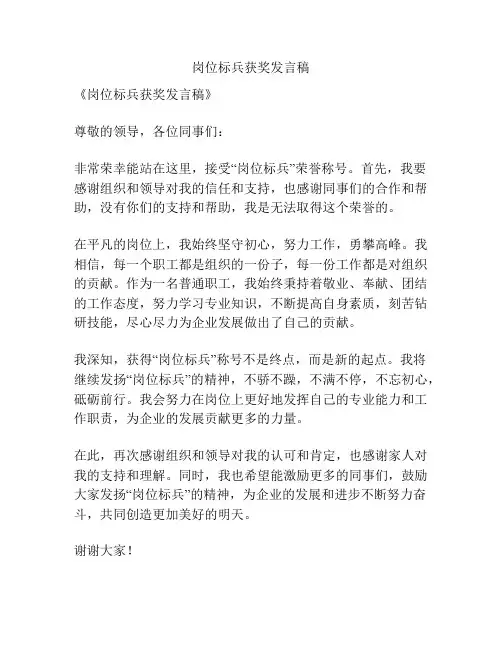 岗位标兵获奖发言稿