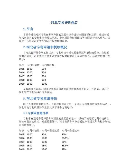 河北专利评价报告