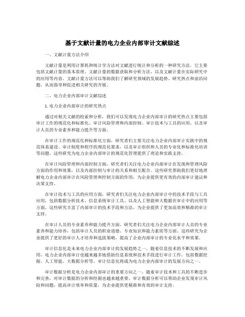 基于文献计量的电力企业内部审计文献综述