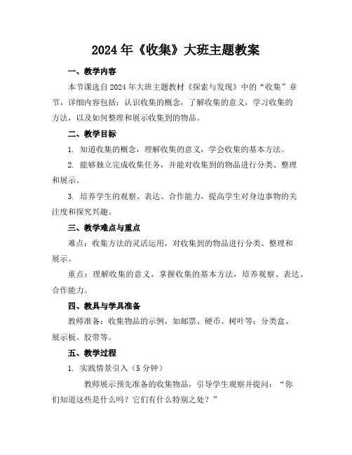 2024年《收集》大班主题教案