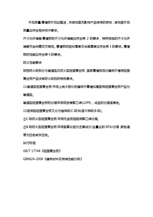 铝塑板有什么性能要求
