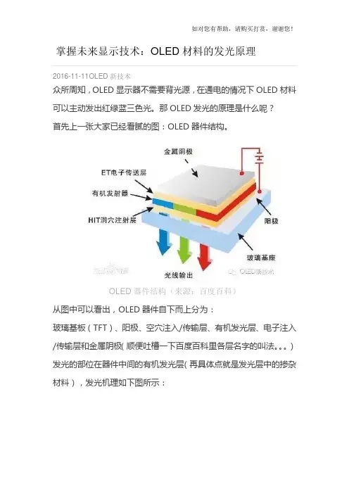 oled材料的发光原理
