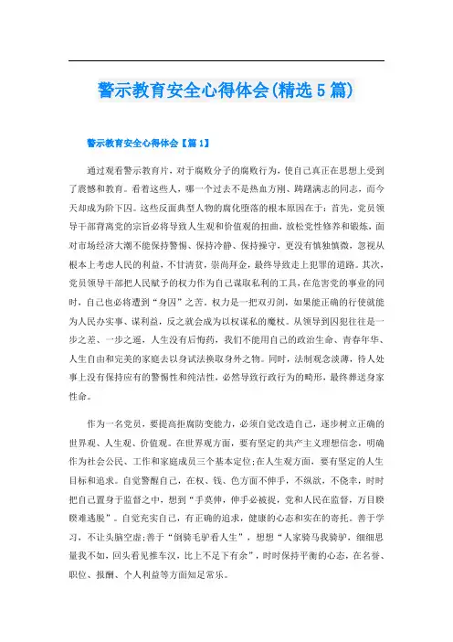 警示教育安全心得体会(精选5篇)
