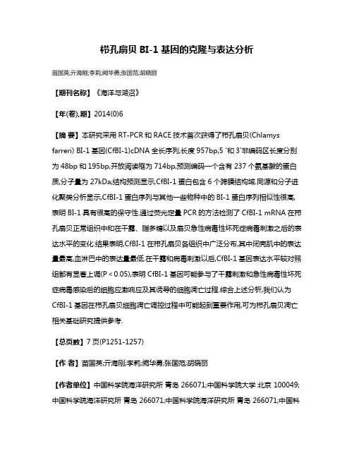 栉孔扇贝BI-1基因的克隆与表达分析