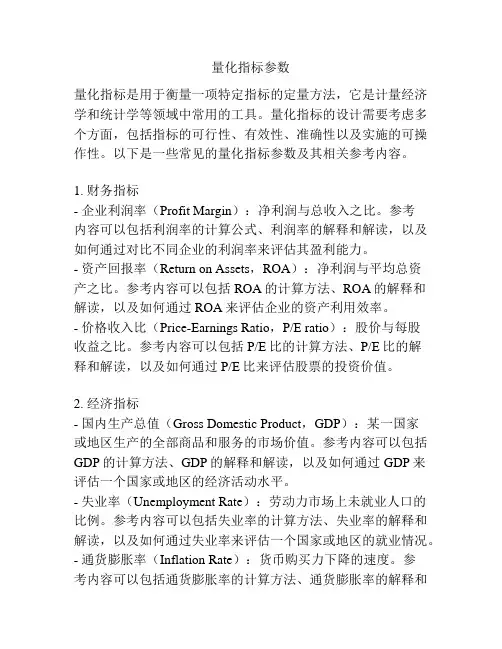 量化指标参数