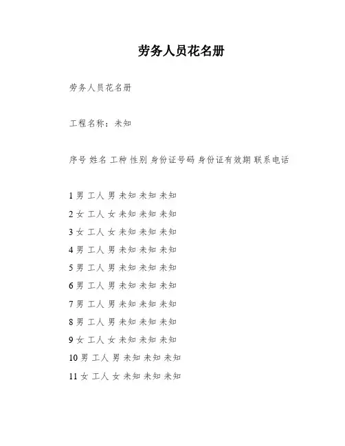 劳务人员花名册