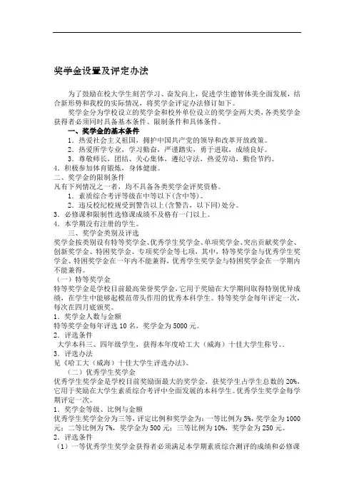 奖学金设置及评定办法同名11399