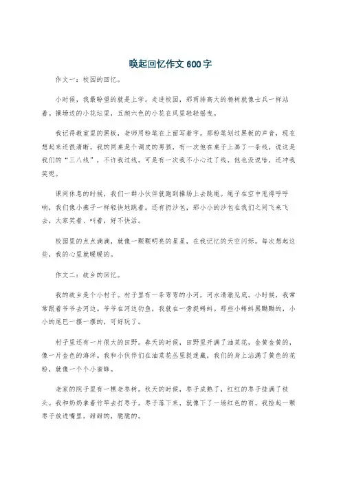 唤起回忆作文600字