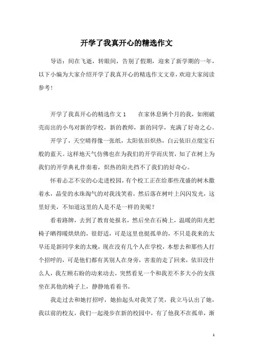 开学了我真开心的精选作文