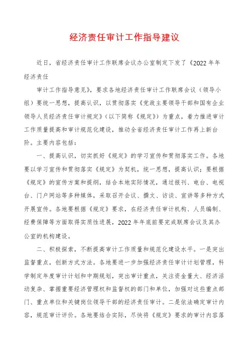经济责任审计工作指导建议