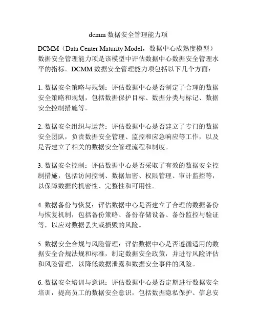dcmm 数据安全管理能力项