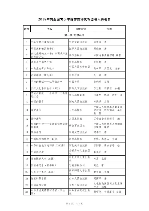 出版总署推荐书目