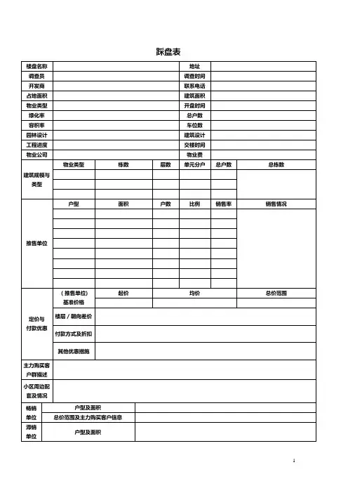 房地产标准踩盘表格模板