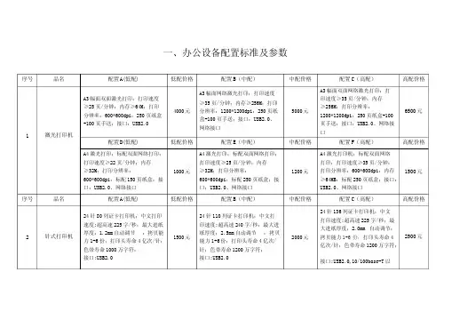 办公设备配置标准及参数