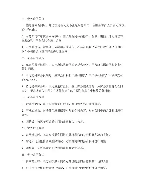 劳务合同的会计处理