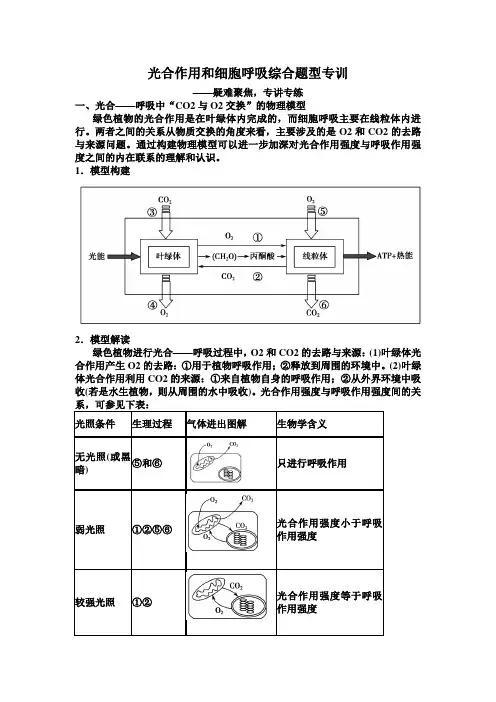 2018年高考生物光合作用和细胞呼吸综合题型专训