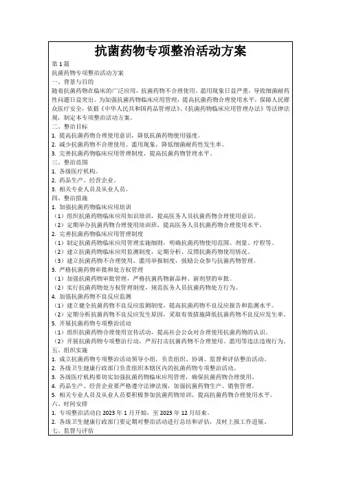抗菌药物专项整治活动方案
