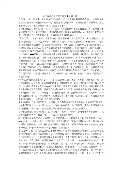 2023最新-心中有盏红绿灯初三作文【优秀5篇】