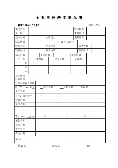 单位基本情况表 - CAU