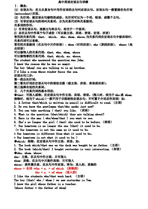 高中英语语法定语从句总结全