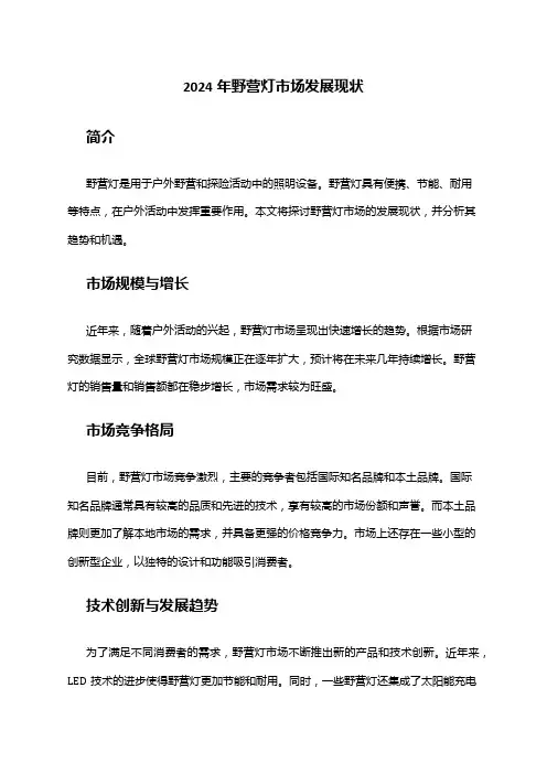 2024年野营灯市场发展现状