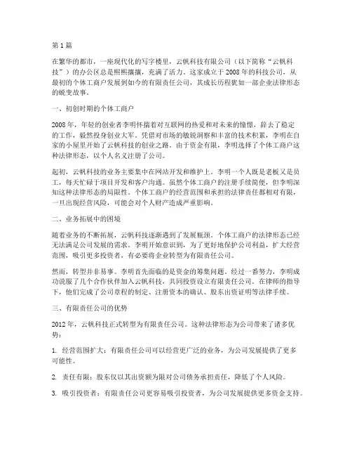 企业法律形态案例故事(3篇)