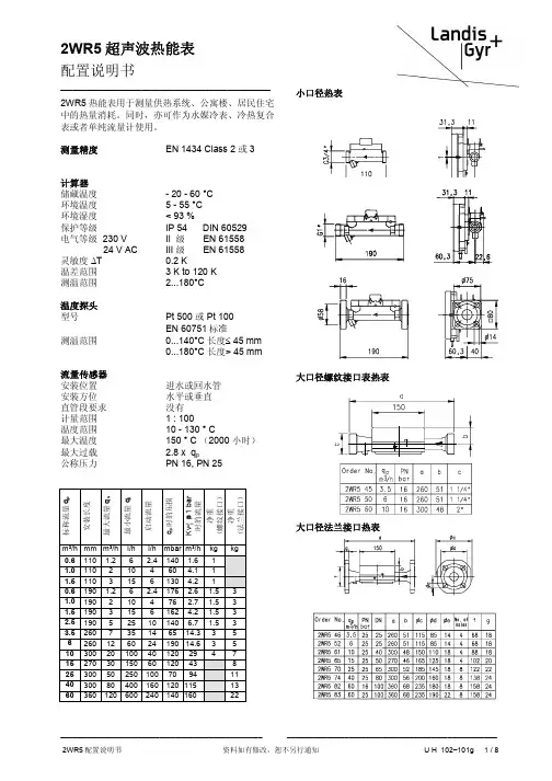 2WR5 超声波热能表 配置说明书
