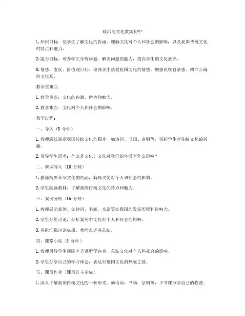 政治与文化教案初中