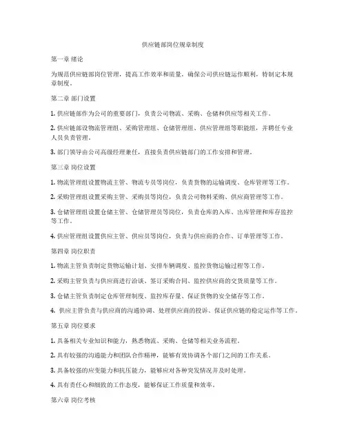 供应链部岗位规章制度