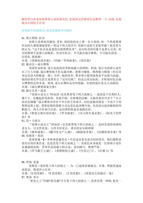 好看的侦探小说书单