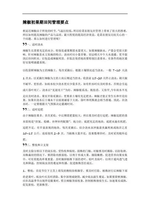 辣椒初果期田间管理要点