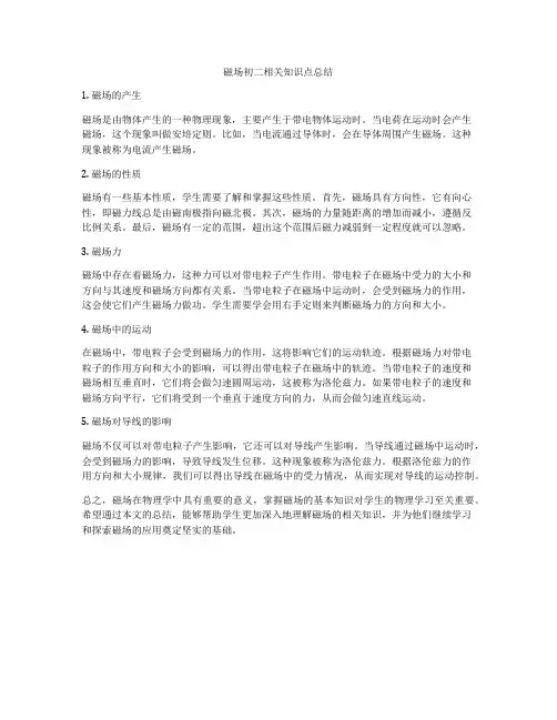磁场初二相关知识点总结