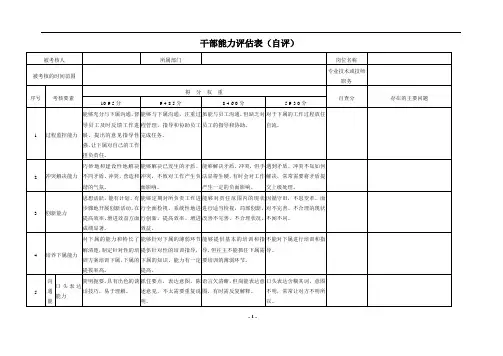 干部能力评估表(自评)